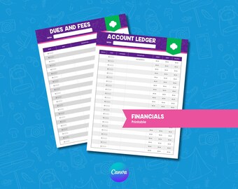 Financials Printable | Girl Scout Troop | Ledger, Dues & Fees Tracker | Troop Leader Tool | Digital Download