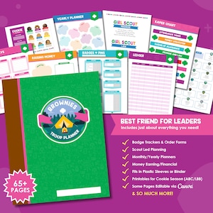 Brownies Troop Planner | 8.5 x 11 | Troop Leader | Girl Scouts | GS | Girl Led | Digital | Printable | Binder |  Some Pages Editable Canva