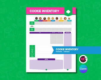 Cookie Inventory Sheet Printable | Girl Scout | Troop Leader Binder Tracker | Daisy–Ambassador Cookie Organizer Digital Download | ABC