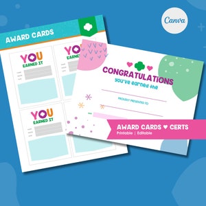 Verdiende badgekaarten en certificaten | 8,5 x 11 | Troepenleider | Padvindsters | GS | Meisje geleid | Digitaal | Afdrukbaar | Patches