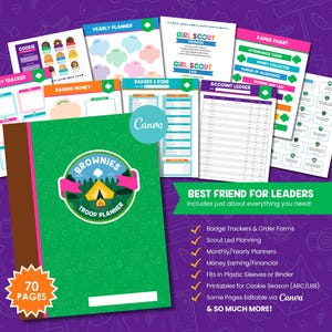 Brownies Troop Leader Planner Printable | Girl Scout Binder, Cookie Season, Meetings, Badge & Finance Tracker | Digital Download