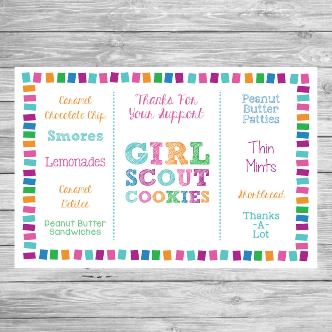 Girl Scouts Cookie Poster Sign Printable Scouting 20 x | Etsy