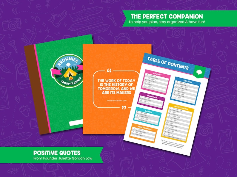 Brownies Troop Leader Planner Printable | Girl Scout Binder, Cookie Season, Meetings, Badge & Finance Tracker | Digital Download image 2