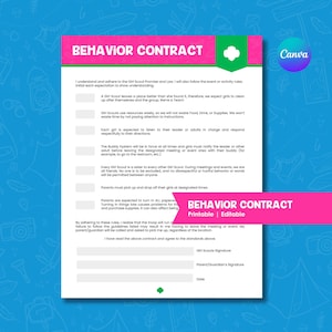 Behavior Contract Printable | Girl Scout Troop Leader Resource (Digital Download)