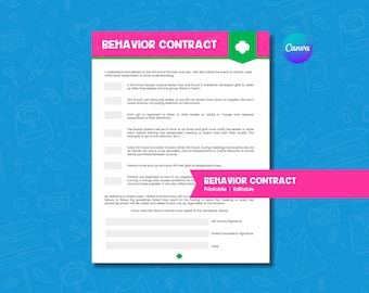 Behavior Contract Printable | Girl Scout Troop Leader Resource (Digital Download)