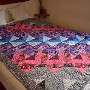 Handmade Geometric Quilt 62&quot; x 76&quot;