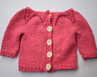 Hand Knit Child's Cardigan Sweater sz 1 yr