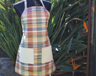 Handmade Double-Sided Fall Plaid Apron