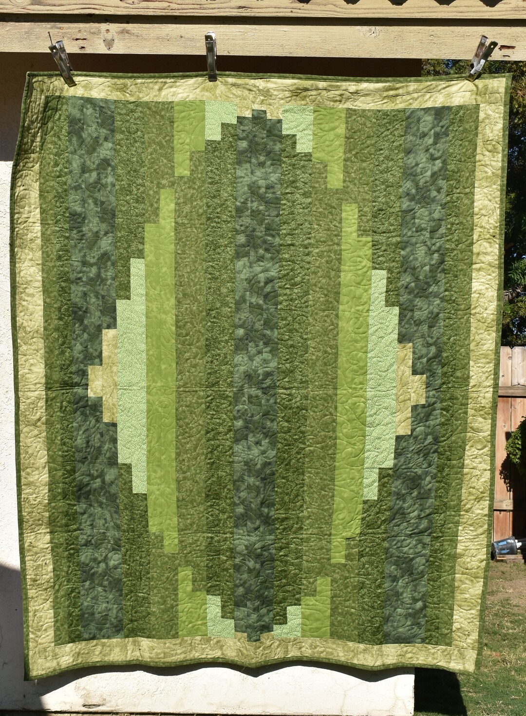 Handmade Olive Green Queensized Quilt 64 X 80 Etsy