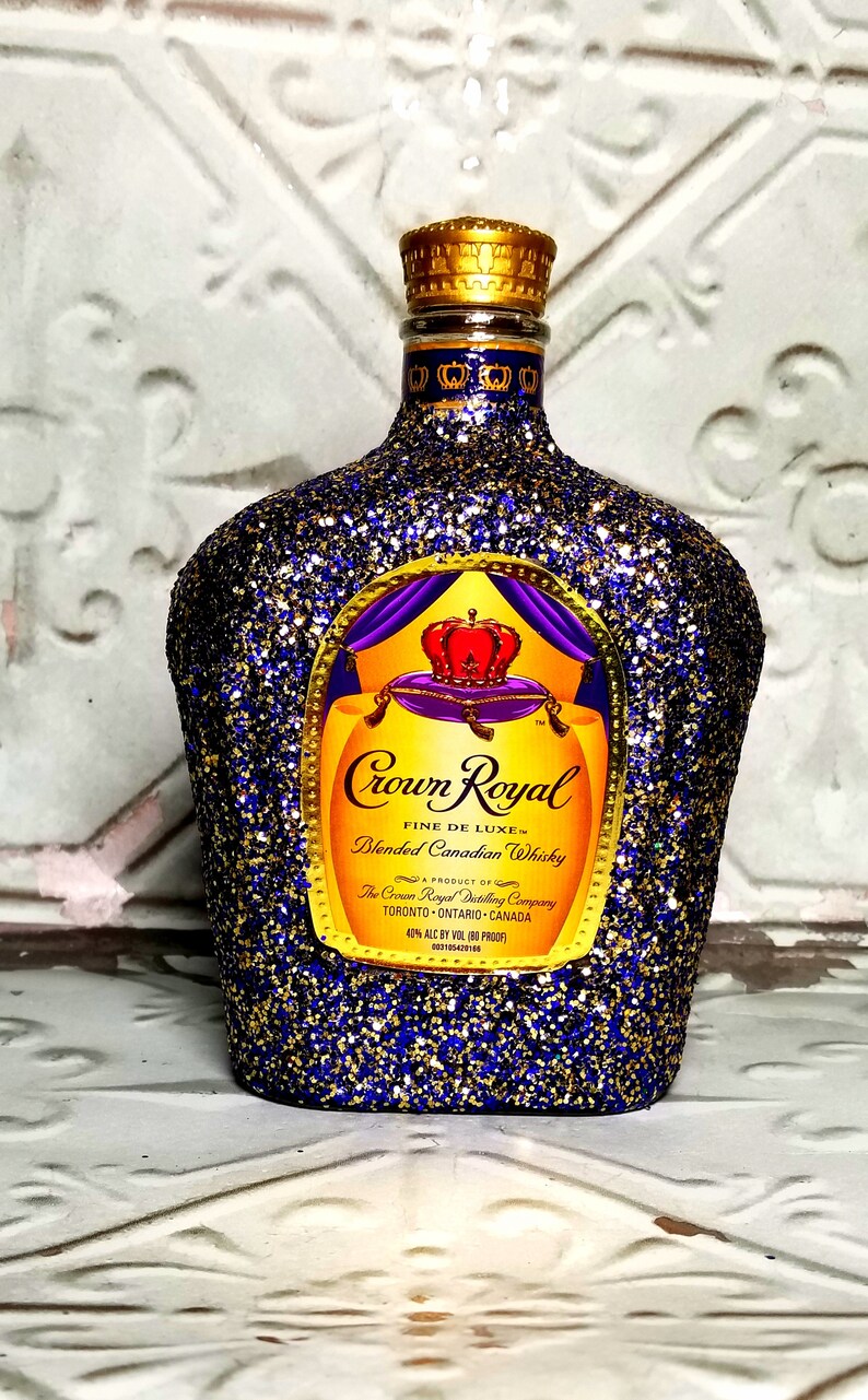 Glitter Bling Crown Royal Liquor Bottle Decor Bachelor party Etsy
