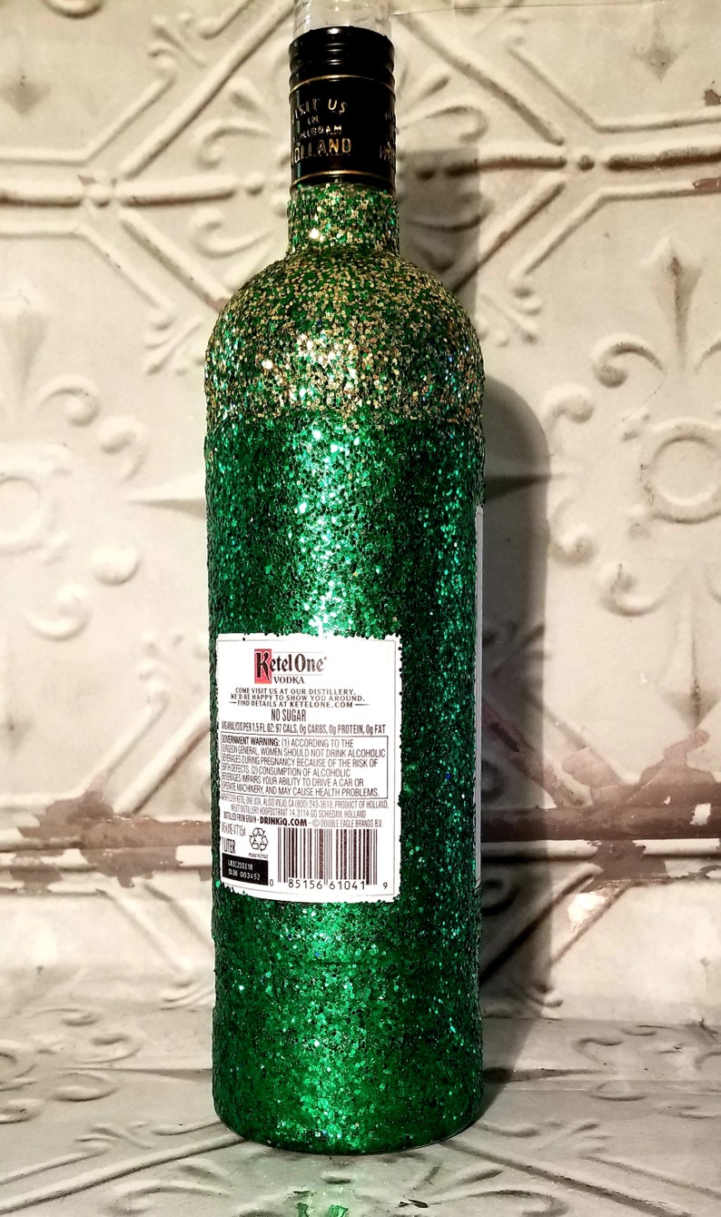 Glitter Bling Glam Green Ketel One Vodka Liquor bottle Etsy
