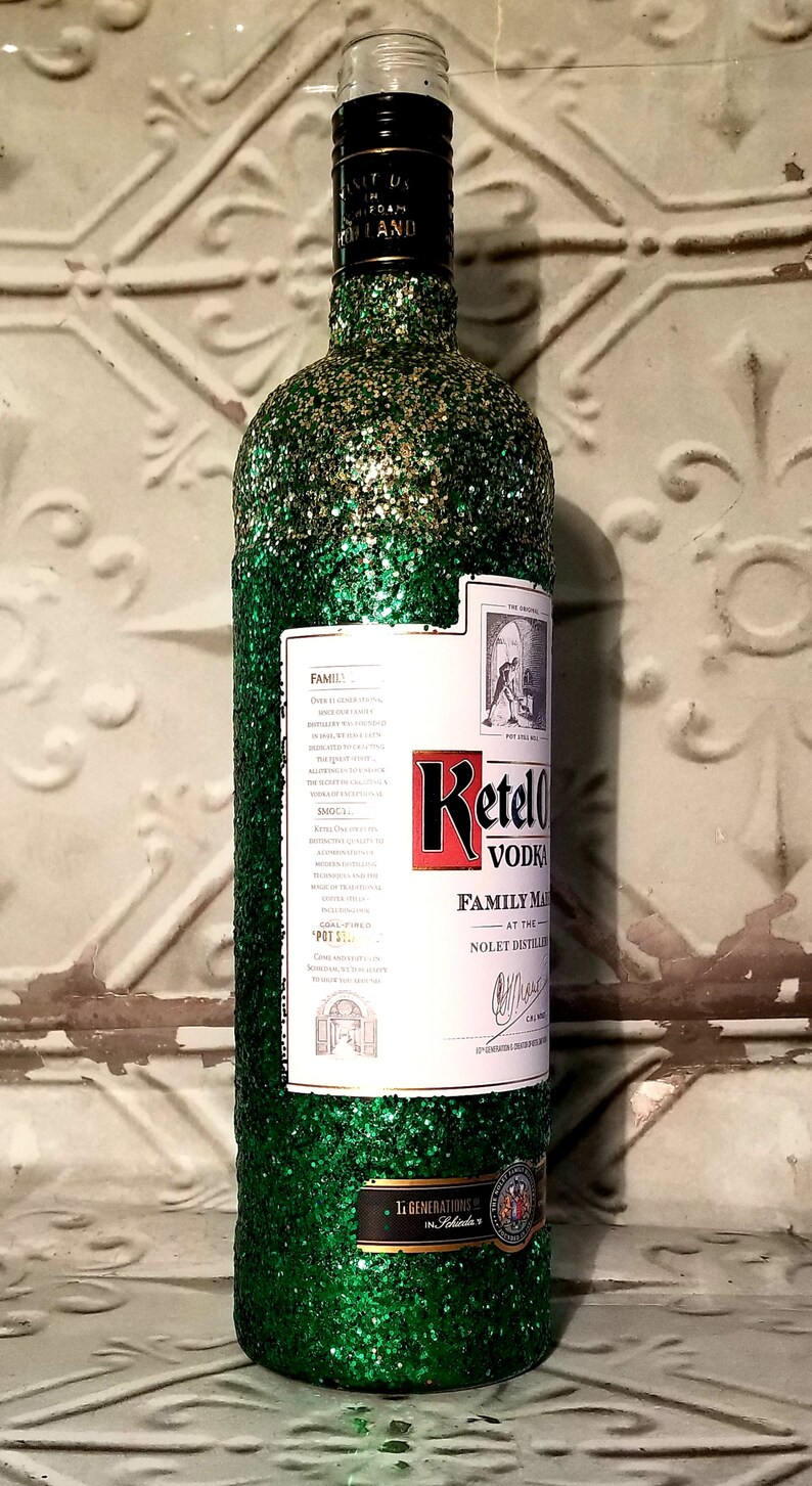 Glitter Bling Glam Green Ketel One Vodka Liquor bottle Etsy