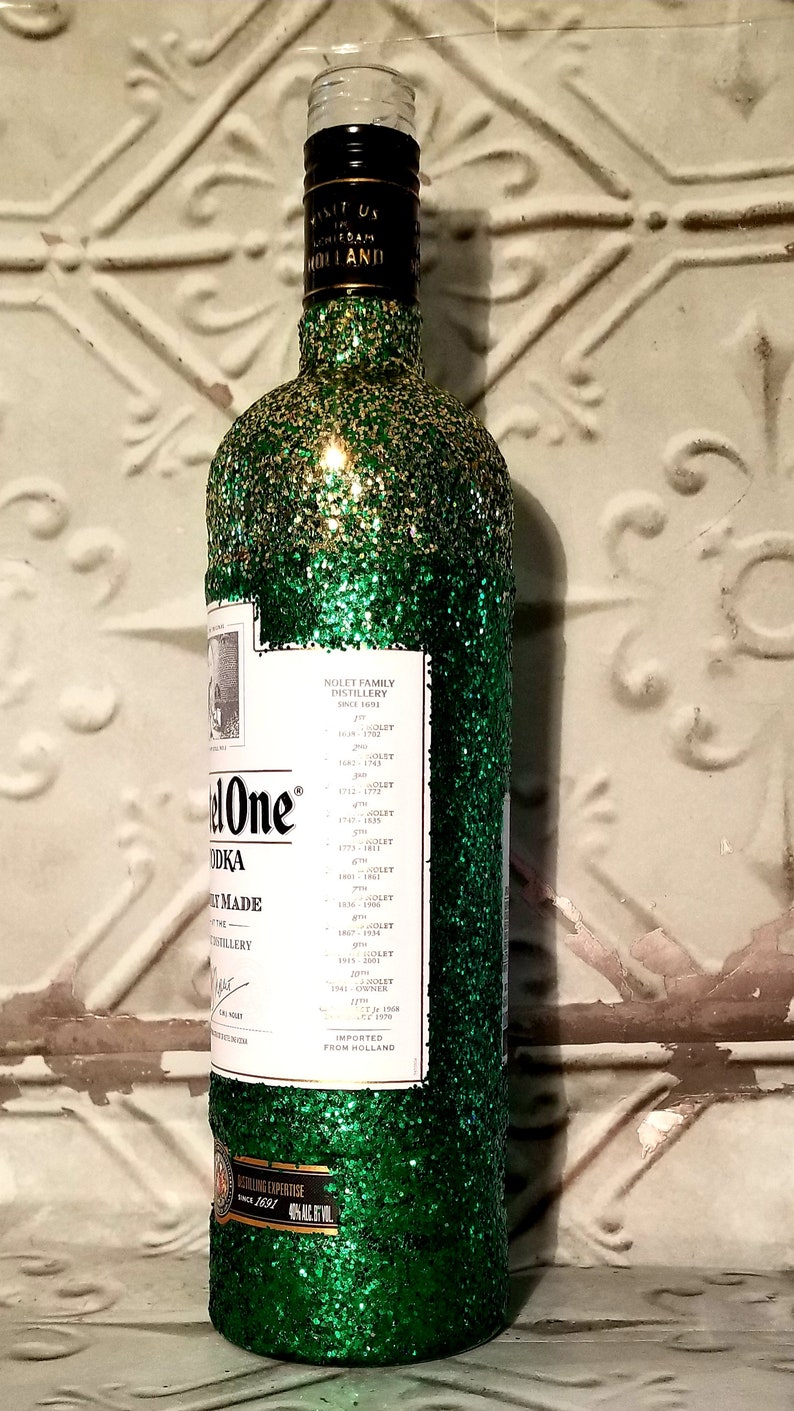 Glitter Bling Glam Green Ketel One Vodka Liquor bottle Etsy