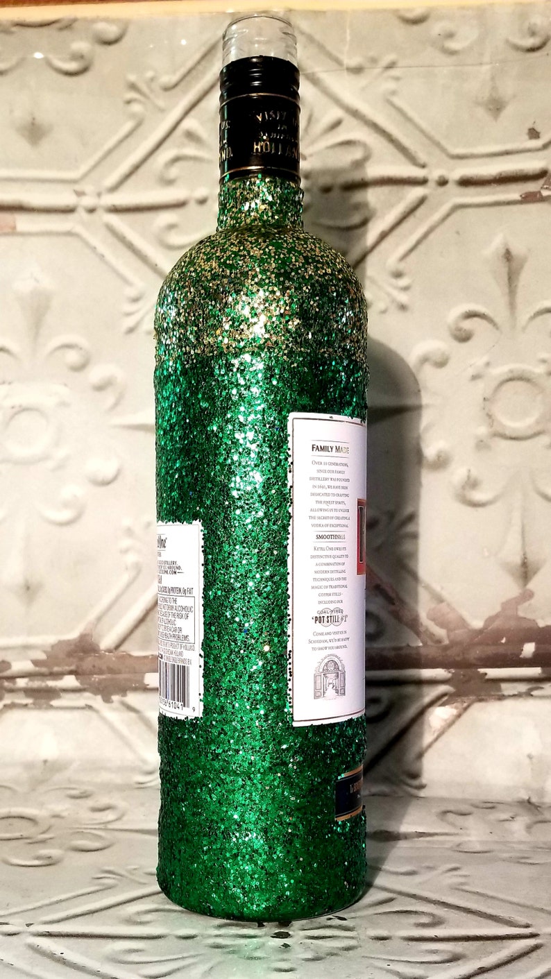 Glitter Bling Glam Green Ketel One Vodka Liquor bottle Etsy