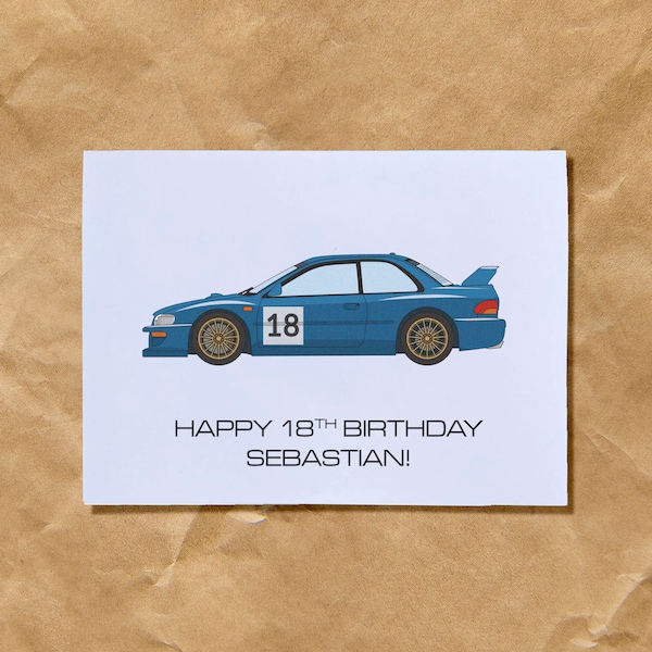 Subaru Impreza Personalised Birthday Card - Any age and name