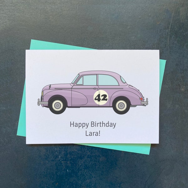Morris Minor Birthday Personalised Card | Classic British Car Morris Minor 1000