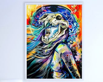 Leo, Oil painting, Horoscope Art, Woman Decor, Day of the dead