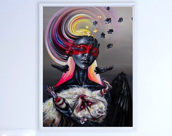 I'm falling apart in a dark paradise, Oil Painting, Surreal, Surrealism, Gothic, Contemporary Art