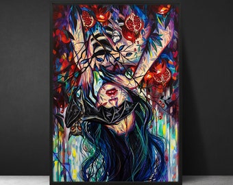 Granatapfel, Print, Gothic, Vampir, Fledermaus Kunst, Gothic Wandkunst, Gothic Wohndekor, Vampir Kunst, Vampir-Wand-Dekor, Fledermaus Kunstdruck