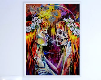 Gemini, Oil Painting, Zodiac Star Sign, Woman Art,  Horoscope, Astronomy Wall Decor