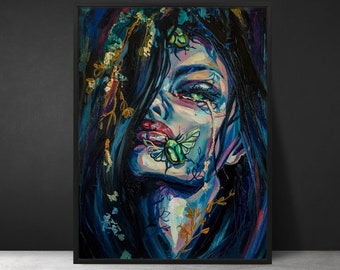 Traurigkeit Druck, Frauen Porträt, Gothic, Frau Kunst, Gothic Home Decor zeitgenössische Wand-Dekor, Emotionen Druck, moderne Dekoration, surreal