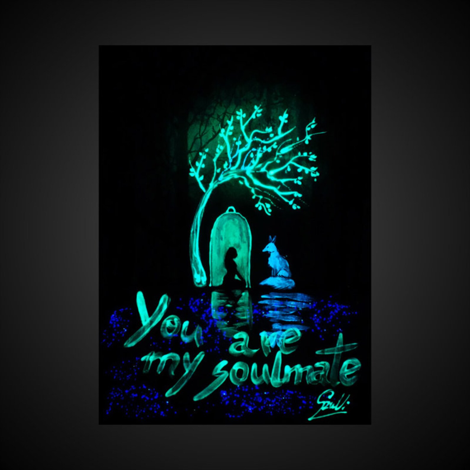 Soul Reflection Glow Glow In The Dark Art Soul Mate Love Etsy