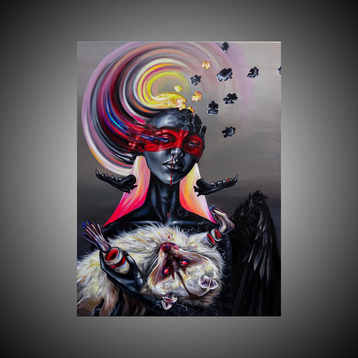 I'm Falling Apart in the Dark Paradise Painting Surreal Etsy