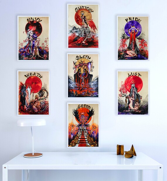 Seven Deadly Sins Print Set Gothic Art Gothic Print Macabre Etsy Seven Deadly Sins Print Set Gothic Art Gothic Print Macabre Etsy