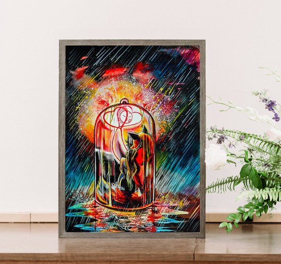 Pluie Brille De Mille Feux Des Fleurs De Cerisier Dessin De Renard Art De Fox Art Mural Renard Amour Imprimer Prince Dimpression Peu Romantique