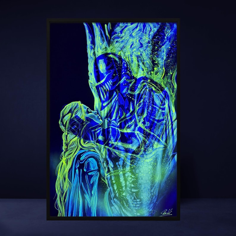 Consolation VI., Canvas Print, Hand Painted Parts, Glow in the Dark ...