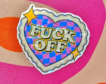 adesivo a forma di cuore "vaffanculo!"