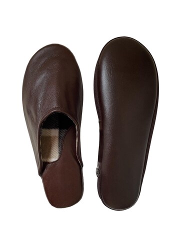Dark Brown Leather Travel Slippers With Case - For Men And Women!