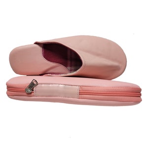Ciabatte da viaggio in pelle rosa con custodia - Per uomo e donna!