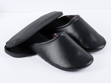 Dark Brown Leather Travel Slippers With Case - For Men And Women!