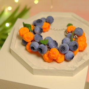 Cloudberry Blueberry bracelet Cloudberry Blueberry polymer clay Cloudberry Blueberry  handmade Cloudberry Blueberry jewelry