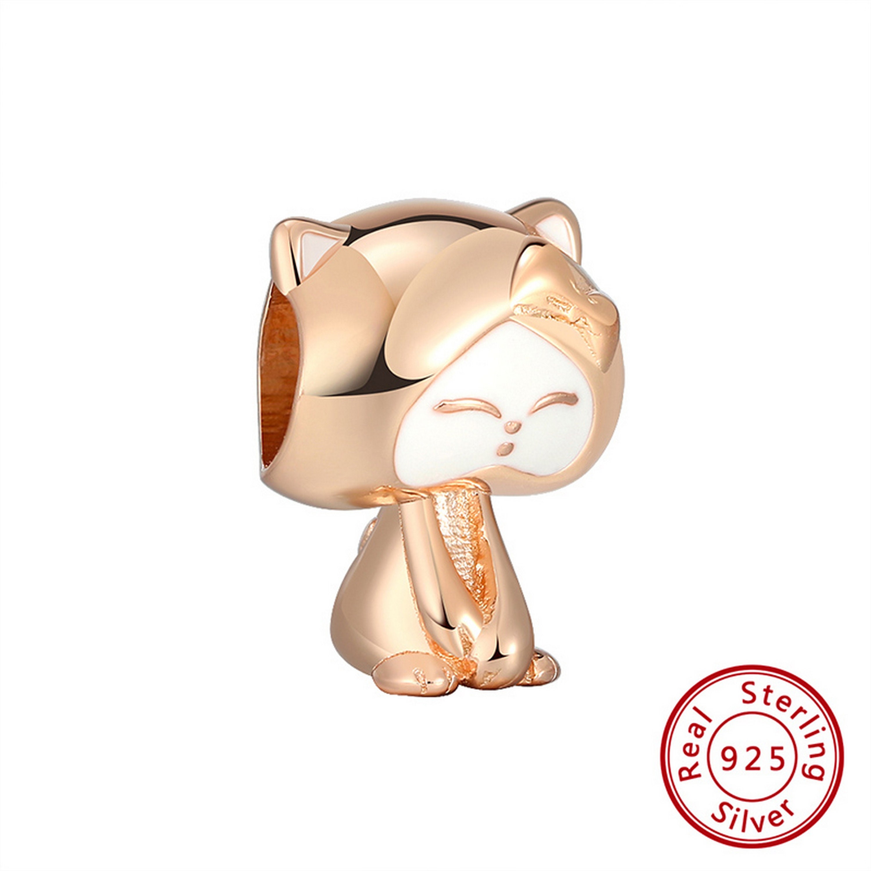 Cat Charm Kitten Charm Rose Gold Coated 