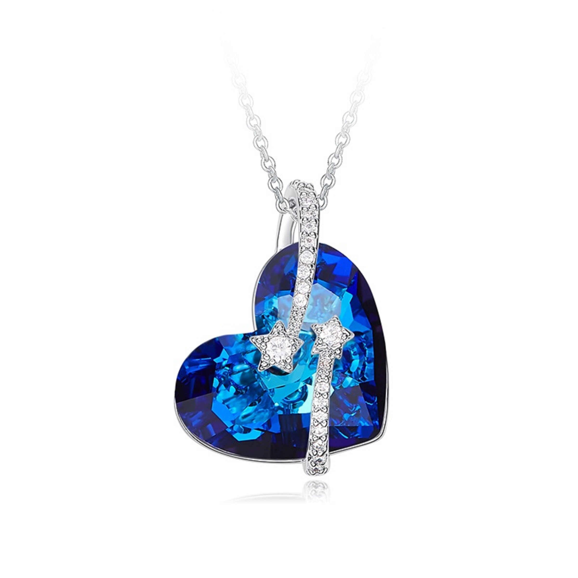 Shooting star blue heart pendant best sale necklace