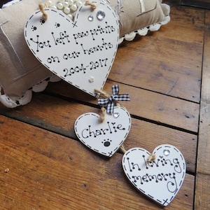 Personalised Dog Cat Memorial Leave Paw Prints Plaque Heart Sign Pet Loss Handmade Gift Keepsake Pet Lover