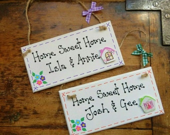 Home Sweet Home Hanging Personalised Sign House Warming Gift Handmade Plaque