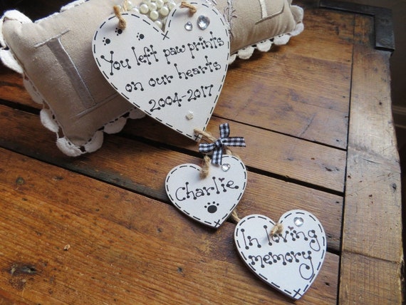 dog cat personalised memorial wooden heart keepsake gift 10cm