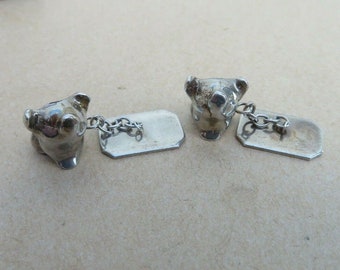 Hallmarked Solid Silver Novelty Pig Cufflinks Birmingham 1991 - Sterling Silver Cufflinks - Novelty Gift Idea - Silver Jewellery - Piggy