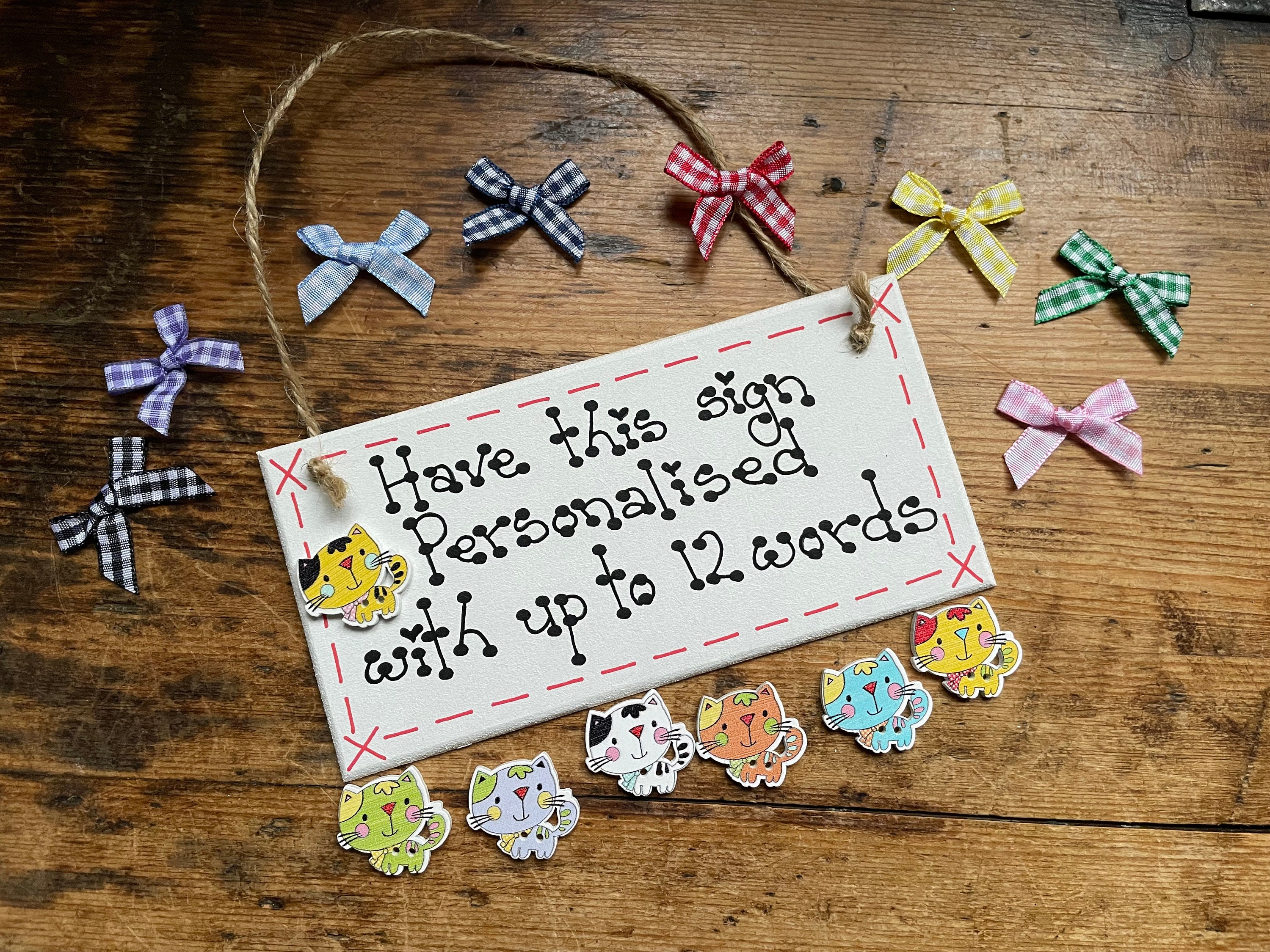 Personalised Family Sign Plaque - Custom Wording, Hand Painted, Wooden Home Gift