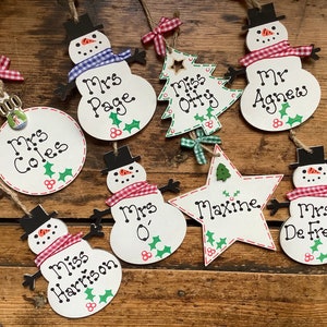 Personalised Teacher Christmas Gifts Snowman Tree Star Bauble Stocking Handmade