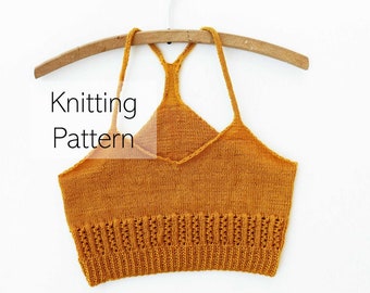 Knitting Pattern/ The Ooh La La Bralette/ Women's Bralette Knit Pattern/ Lace Knit Summer Tank/ Cropped Top Knitting Pattern/ Sock Weight