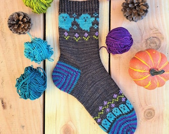 Garden Ghouls/ Mid-Calf Ghost Socks Pattern/ Colorwork Stranded Knitting Halloween Socks/ Knitting Pattern