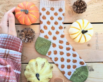 Hey There Pumpkin Socks / Ankle Shortie Socks/ Mid Calf Socks/ Pumpkin Colorwork Socks/ Fall Sock Knitting Pattern/ Autumn Knitting Pattern