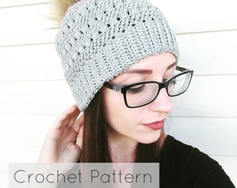 Easy Crochet Pattern/ Beanie Crochet Pattern/ Womens Hat Crochet Pattern/ Puff Stitch Beanie/ Toque Pattern/ The Roxie Beanie/ Slouchy