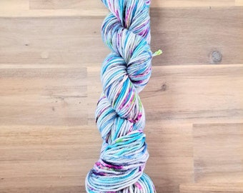 Yarn Destash - 100g Skein, Superwash Merino and Nylon, Colorful Yarn, Bright Blue and Pink Worsted Weight