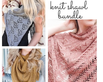 Lace Shawl Knitting Pattern Bundle/ Knit Shawls and Wraps/ Intermediate Knitting
