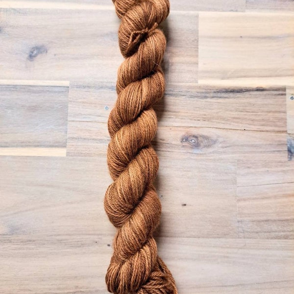 Yarn Destash - 50g Skein, Superwash Merino Tonal Brown, Hand Dyed Yarn, Fingering Weight